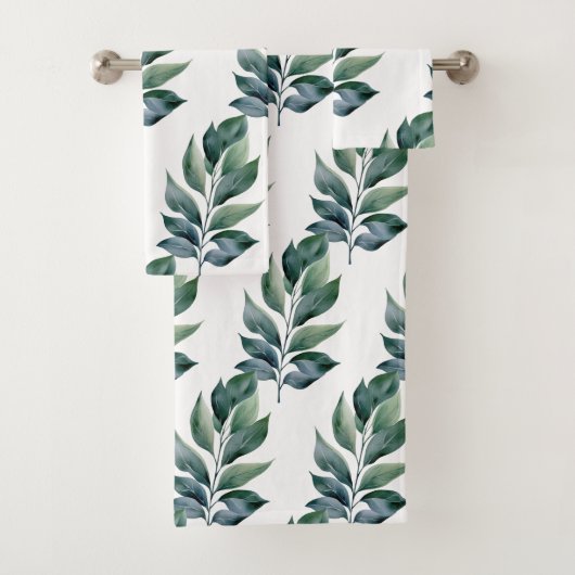 Ensemble de serviettes botaniques de verdure (En situation)