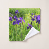 Ensemble de serviettes botaniques Iris violets (Gant de toilette)