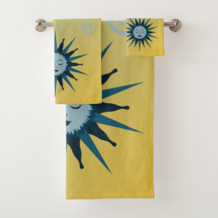 Ensemble de serviettes célestes jaunes et bleues