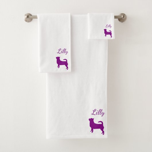 Ensemble de serviettes Chihuahua Violet (En situation)