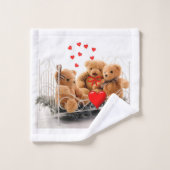 Ensemble de serviettes coeurs et ours en peluche d (Gant de toilette)