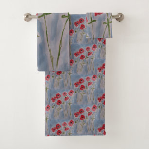 Ensemble de serviettes Coquelicots Rouges Sauvages