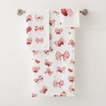 Ensemble de serviettes Coquette Strawberry & Bow (