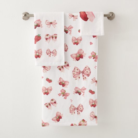 Ensemble de serviettes Coquette Strawberry & Bow ( (En situation)