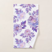 Ensemble de serviettes d'aquarelle florale pourpre (Serviette à main)