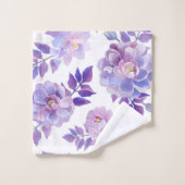 Ensemble de serviettes d'aquarelle florale pourpre (Gant de toilette)