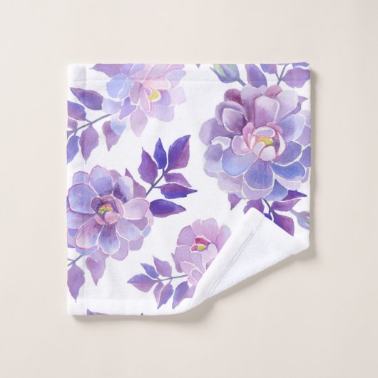 Ensemble de serviettes d'aquarelle florale pourpre (Gant de toilette)