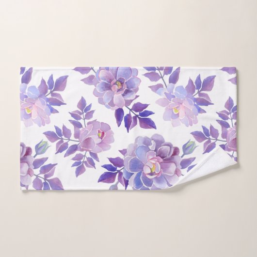 Ensemble de serviettes d'aquarelle florale pourpre (Serviette à main)