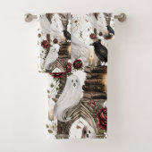 Ensemble de serviettes Dark Gothic Ghost & Raven (En situation)