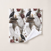 Ensemble de serviettes Dark Gothic Ghost & Raven (Gant de toilette)