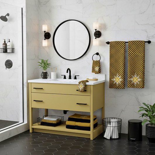 Ensemble de serviettes de bain à carreaux avec flo