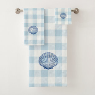 Ensemble de serviettes de bain à carreaux bleus co