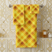 Ensemble de serviettes de bain à carreaux jaune d'