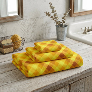 Ensemble de serviettes de bain à carreaux jaune d'