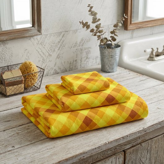 Ensemble de serviettes de bain à carreaux jaune d'