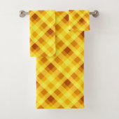Ensemble de serviettes de bain à carreaux jaune d' (En situation)
