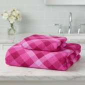 Ensemble de serviettes de bain à carreaux rose mag