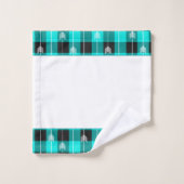 Ensemble de serviettes de bain à carreaux sarcelle (Gant de toilette)