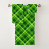 Ensemble de serviettes de bain à carreaux verts av (En situation)