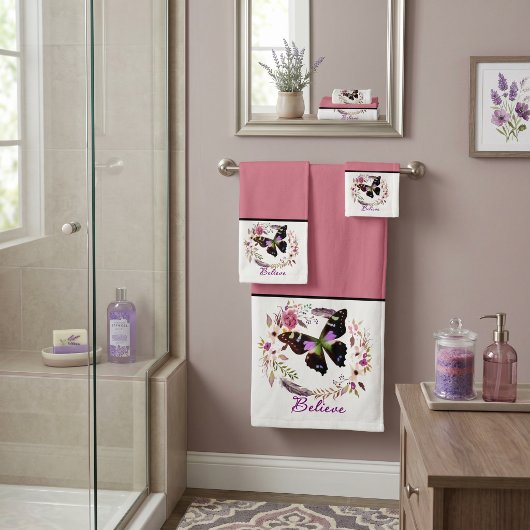 ensemble de serviettes de bain à couronne florale