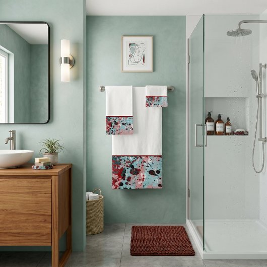 Ensemble de serviettes de bain à éclaboussures rou