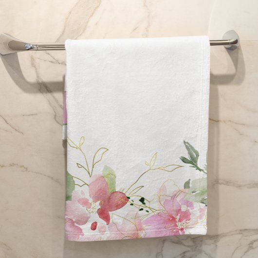 Ensemble de serviettes de bain à fleurs rose aquar