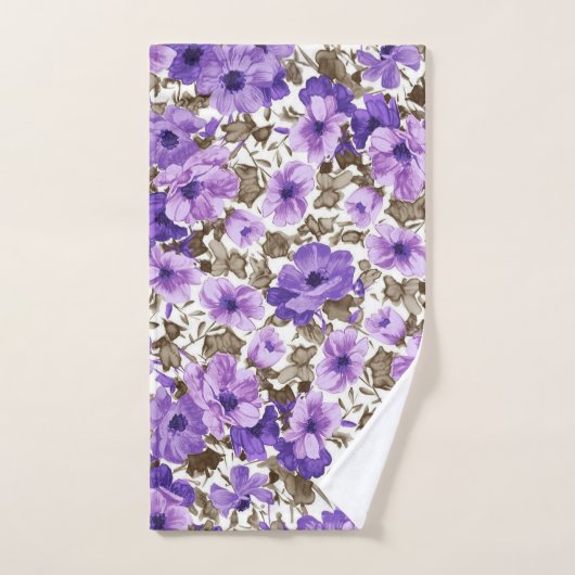 Ensemble De Serviettes De Bain À Fleurs Violettes (Serviette à main)