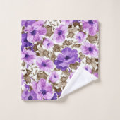 Ensemble De Serviettes De Bain À Fleurs Violettes (Gant de toilette)
