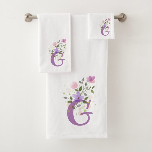Ensemble de serviettes de bain à lettre initiale G (En situation)
