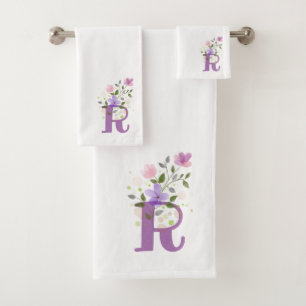 Ensemble de serviettes de bain à lettre initiale R