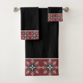 Ensemble de serviettes de bain à médaillon noir et (En situation)