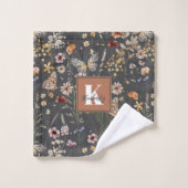 Ensemble de serviettes de bain à monogramme floral (Gant de toilette)