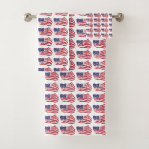 Ensemble de serviettes de bain à motif de drapeau 