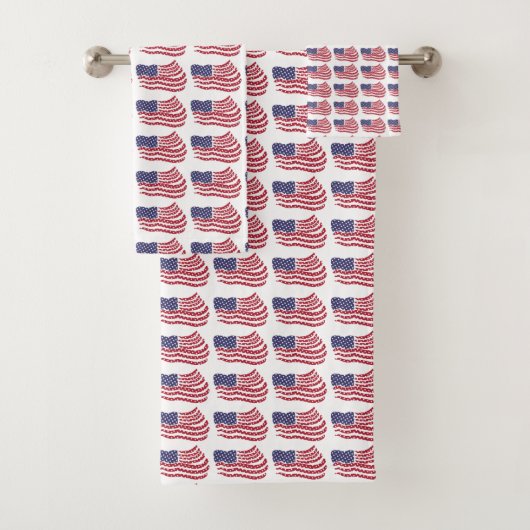 Ensemble de serviettes de bain à motif de drapeau (En situation)
