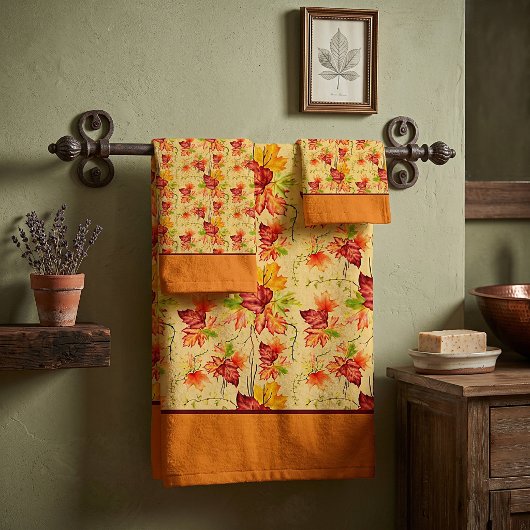 Ensemble de serviettes de bain à motif de feuilles