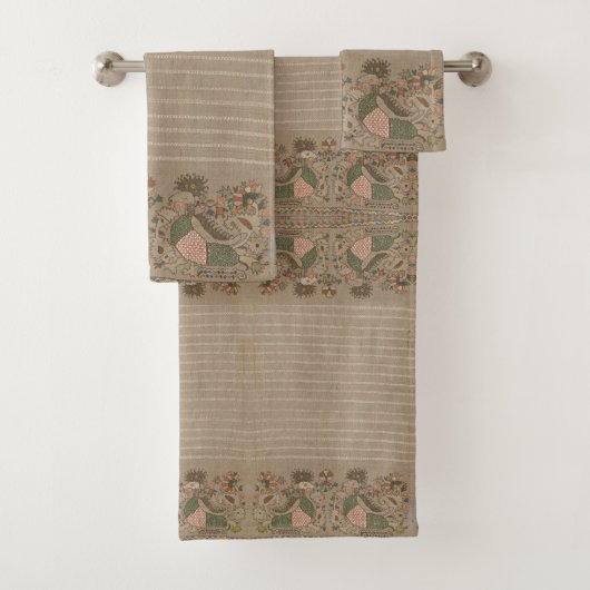 Ensemble de serviettes de bain à motif d'oiseau gr (En situation)