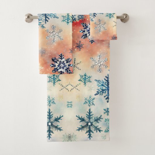 Ensemble de serviettes de bain à motif flocons de (En situation)