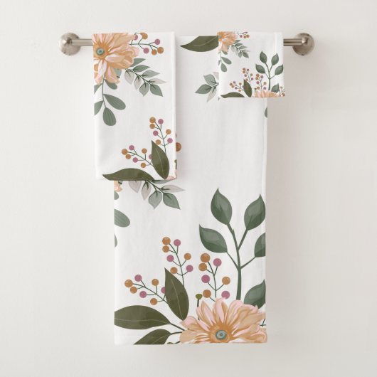 Ensemble de serviettes de bain à motif floral (En situation)