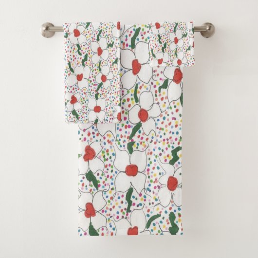 Ensemble de serviettes de bain à motif floral clas (En situation)