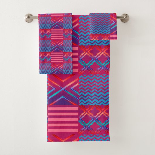 Ensemble de serviettes de bain à motif géométrique