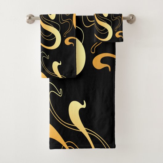 Ensemble de serviettes de bain à motif jaune (En situation)