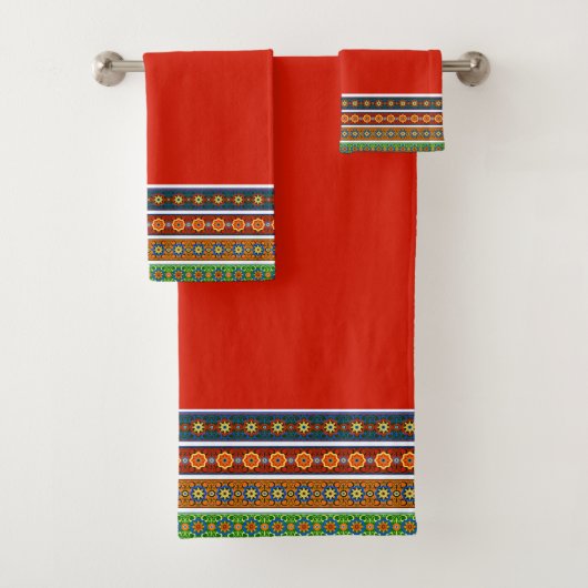 Ensemble de serviettes de bain à motif ornemental (En situation)