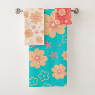 Ensemble de serviettes de bain à motifs floraux Re