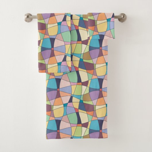 Ensemble de serviettes de bain à motifs multicolor (En situation)