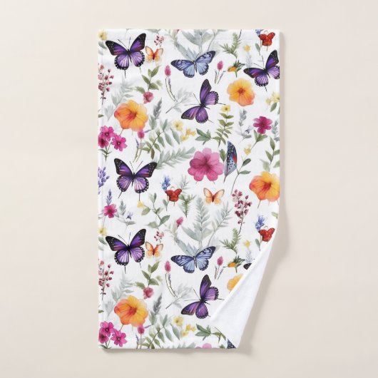 Ensemble de serviettes de bain à papillon violet (Serviette à main)