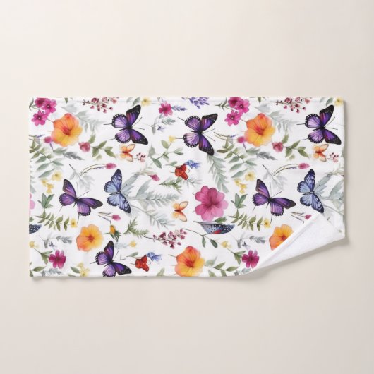 Ensemble de serviettes de bain à papillon violet (Serviette à main)