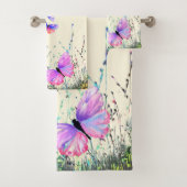 Ensemble de serviettes de bain à papillons volants (En situation)
