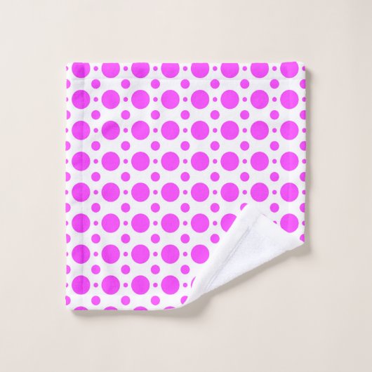 Ensemble de serviettes de bain à pois rose foncé e (Gant de toilette)