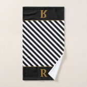 Ensemble de serviettes de bain à rayures noir/blan (Serviette à main)