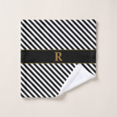 Ensemble de serviettes de bain à rayures noir/blan (Gant de toilette)